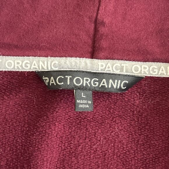 Pact Organic Cotton Womens Large Zip Up Hooded Sweatshirt Burgundy Pockets - Picture 4 of 8